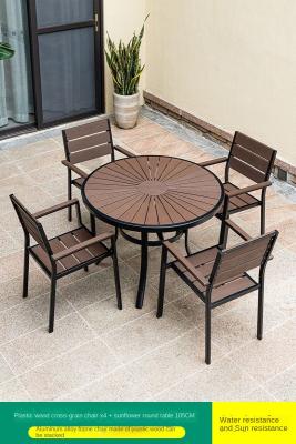 China 4 Seat Plastic Wood Outdoor Dining Sets For Tea Break / Coffee Time for sale