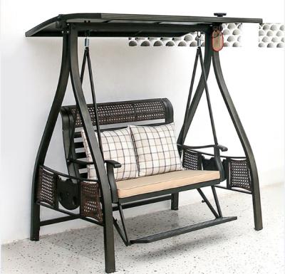 China Aluminum Frame Rattan 3 Person Metal Outdoor Swing With Canopy for sale