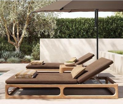 Κίνα Customized Luxury Pool Teak Wood Lounge Chair with 5 Gears Backrest Adjustment Lesiure Bed προς πώληση