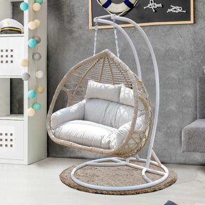 China Patio Outdoor Garden PE Rattan Hanging Basket Ratten Swing Chair of 2 seats zu verkaufen