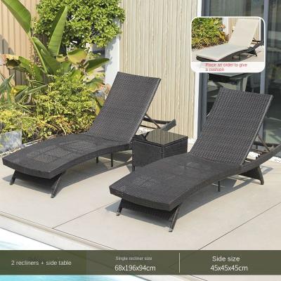 China Modern Outdoor Garden Pool Lazy Patio Leisure Chair PE Rattan Twisted Vine Lounge Bed For Sleeping for sale