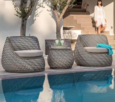 China High-End Hand Knitted Chair Outdoor Villa Hotel Garden PE Rattan Sofa And Table Set for sale