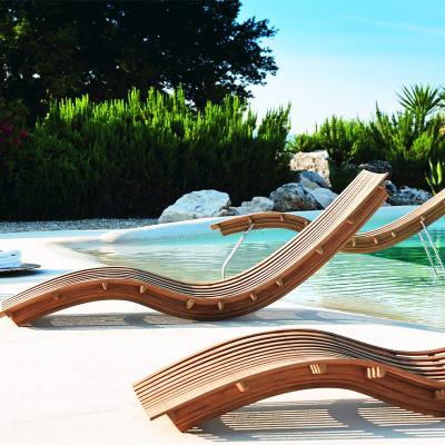 China Simple Modern Garden Pool Teak Wood Aluminum Leisure Chair Lounge Bed For Sleeping for sale