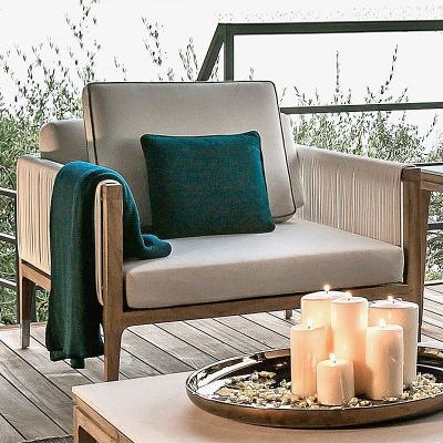 China Outdoor Hotel Teak Table And Sofa Set Woven Rope Sofa For Garden Furniture for sale