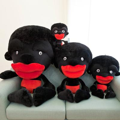 China New Promotional Cute Creative Cartoon Small Black People Plush Toys for sale