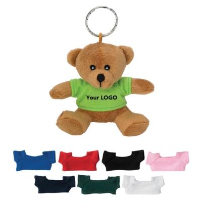 China Custom Key Plush Teddy Bear Plush Chain Toy With Key Tshirts Logo Shirt for sale