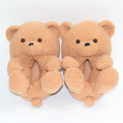 China Kids Mommy and Me Plush Children's Plush Slippers Teddy Bear Slippers Warm and Thick Indoor Slippers for sale