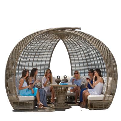 China Modern Design Now Simple Luxury Outdoor Garden Around Sofa Bed Bamboo Outdoor Canopy Waterproof Sunbathing for sale