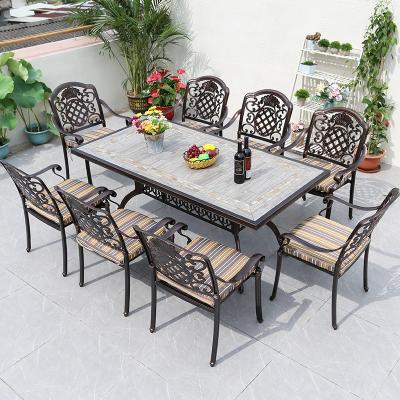 China Outdoor Leisure Garden Furniture Terrace Weather Resistance Cast Aluminum Tables And Chairs for sale