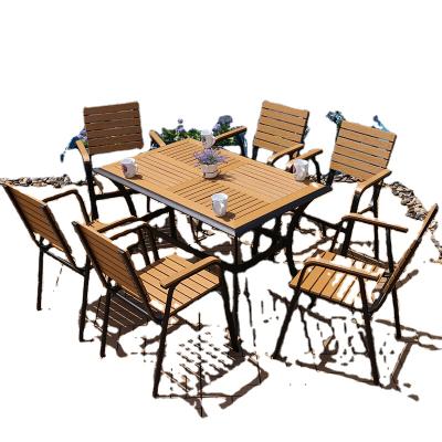 China Waterproof And Sunscreen Outdoor Garden Deck Metal Tables And Chairs Waterproof Aluminum Furniture Set Garden Table for sale