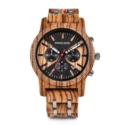 China Not Specified 2020 Mens Watch DONDO DEER Wood Watches Mens Clock Business Stopwatch Luxury Color Optional With Stainless Steel Wood Band C08 for sale