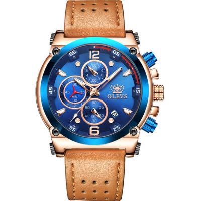 China Chronograph Relogio Homens Brand Fashion Men Watches Sport 47mm Big Dial Quartz Chronograph Calendar Calendar Date Waterproof Leather Wrist Watch for sale