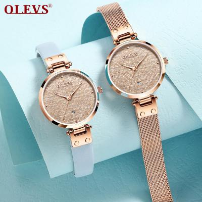 China Water Resistant 2021 Women Ladies Watch Brushed Wire Drawing Stainless Steel Rose Gold Watch Ladies Quartz Watch Women OLEVS 5887 for sale