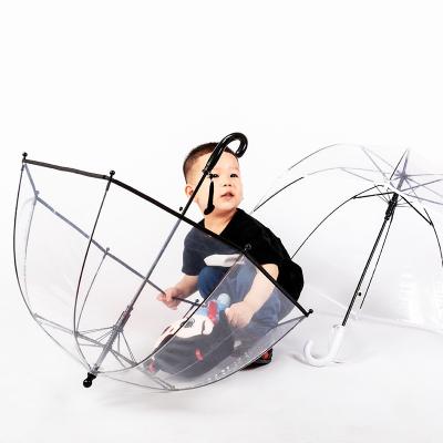 China New cartoon children's plastic transparent umbrella without pattern printing and printable logo. Kindergarten Round Head Umbrella In Sto for sale