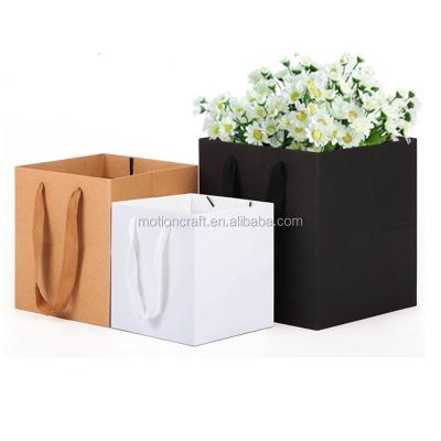 China Custom Wholesale Recyclable Kraft Paper Square Custom Paper Bag For Flowers Gift 6 Colors 18sizes 18sizes Custom Logo Welcome 9*9*9cm for sale