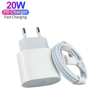 China 20W Mobile Phone Charger and Cable Original PD USB Fast Type C Wall Charger Adapter for Apple iPhone 12 13 Pro USB C Charger 20W for sale