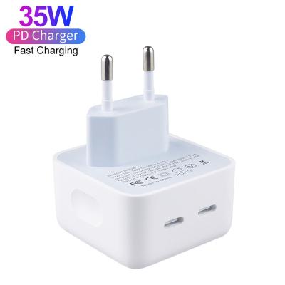 China Mobile Phone Adapter 35W USB C+C EU US PD Wall Charger 35W Dual USB-C Charger Type C Power Adapter For iPhone 14 13 12 For iPad from Apple for sale