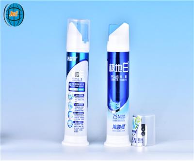 China Airless toothpaste pump toothpaste container by GMP standard factory with super offset printing and patent protection for sale