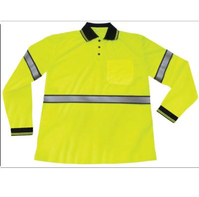 China 100%Polyest1 Soft Micro Mesh Fabrice High Visibility Long Sleeve Mesh Safety Polo Shirt for sale