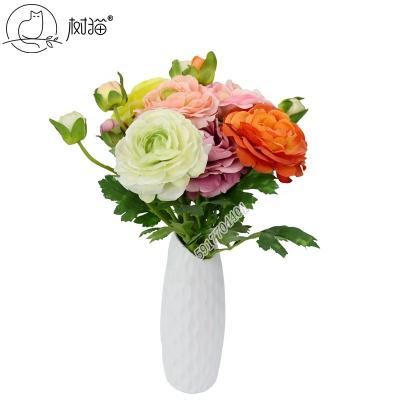 China Decoration New Style 2 Faux Camellia Stem Artificial Silk Head Flower For Decoration for sale