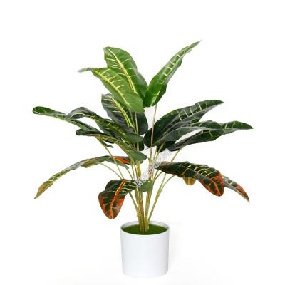 China Real touch 45 cm Codiaeum natural variegatum fake flower touch artificial plant for pot decoration for sale