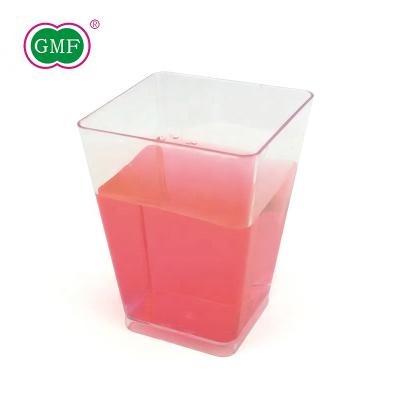 China 5.5oz Disposable Stylish Square Shape Disposable Dessert Plastic Cup For Multi Use for sale