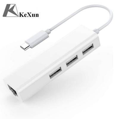 China LAPTOP TYPE-C Ethernet Adapter with Port 3 USB USB c TO 3usb HUB WITH Rj45 Network Adapter 2.0USB HUB for sale