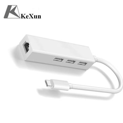 China LAPTOP Factory Price USB 2.0 Type-C to RJ45 USB 3.0 Port Adapter Ethernet Adapter Hub Adapter for Windows and Mac Os for sale