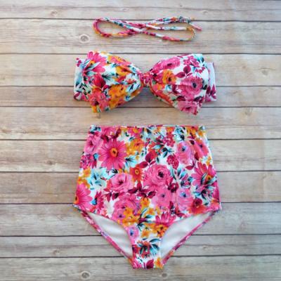 China Hot Selling Breathable Breathable Plus Size Bikini Two Piece Beachwear Printed Swimwear for sale