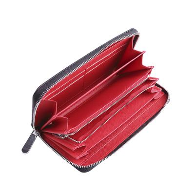 China Factory Direct Waterproof Ladies Travel Purse Zipper Around Clutch Wallets RFID Wristband Blocking PU Leather Women Wallet Along for sale