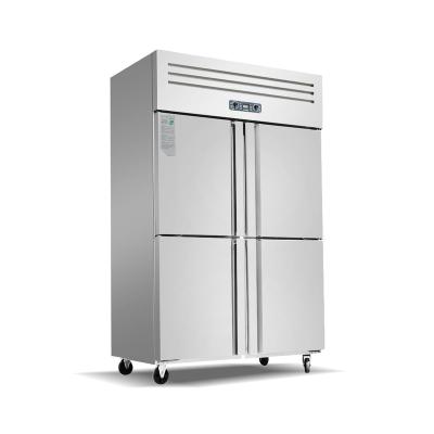 China Double-temperature stainless steel kitchen commercial freezer four-door refrigeration equipment large capacity commercial upright freezer for sale