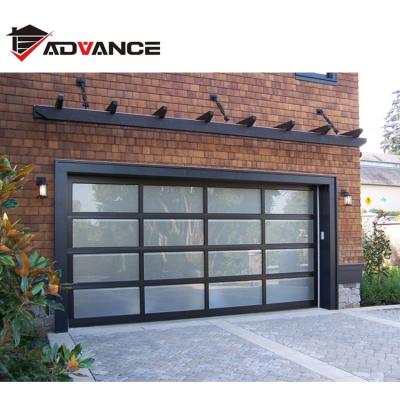 China Wholesale Tempered Glass Garage Door Remote Control Over Head Aluminum Glass Panel Garage Door for sale