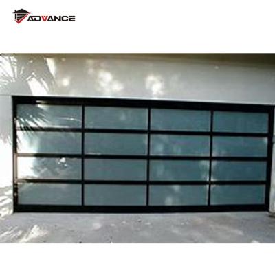 China Commercial Automatic Frosted Glass Garage Door Black 2 Years Warranty Security Customized Size for sale