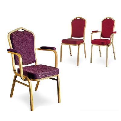 China New modern fashion wedding hotel refectory iron armrest banquet chair for sale