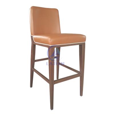 China Traditional Luxury Woodlike Metal Restaurant Furniture Bar Chair Modern Leather Stool Chair for sale