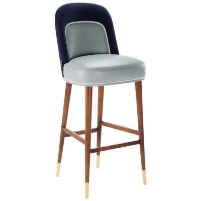 China Restaurant Furniture Bar Stools Fabric Wood Bar Chair Modern Luxury Kitchen Counter High Stool for sale