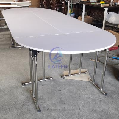 China Foshan Event HPL Top Stainless Steel Foldable Wedding Banquet Table for sale