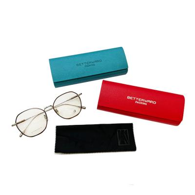 China Durable Custom Logo Leather Foldable PU Glasses Case Sunglasses Case Packaging Set for sale