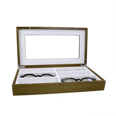 China Durable Luxury Wooden Optical Eyewear Show Tray Eyeglasses Sunglasses Organizer Storage Box Glasses Showcase for sale