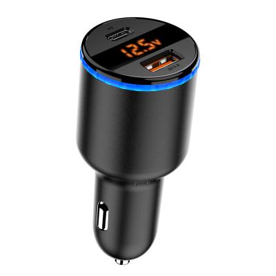 China New High Power USB C Car Charger China-chic Dual Port PD65W QC3.0 18W Output Fast Charging Blue Light Decoration for sale