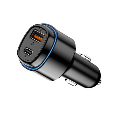 China Smart Voltage Monitoring In Car USB Charger USB Quick Charging Dual Output PD3.0 20W QC3.0 18W Blue Light Indicator for sale