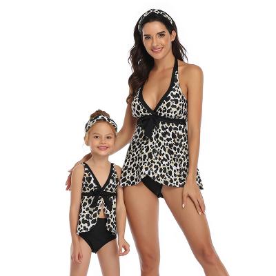 China Wholesale Summer Breathable 2 Piece Leopard Print Family Matching Swimwear High Waist With Custom Logo for sale