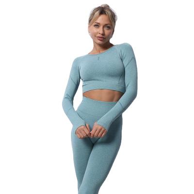 China Breathable Seamless Yoga Sets Women's Yoga Sets Yoga Clothes Sets High-waist Fitness Pants Women's Sports Tight Long Sleeve Suit for sale