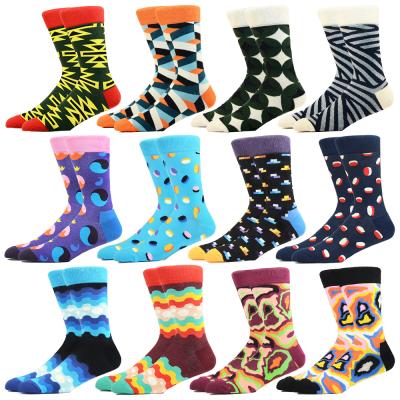 China Sporty Funny Art Printed Polka Stripe Tube Socks OEM Fashion Colorful Happy Socks Men Dress Socks Custom Logo for sale