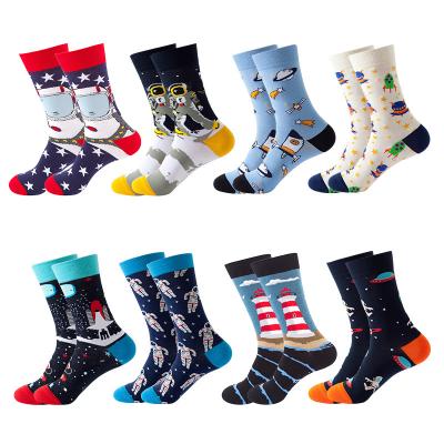 China Fashion Space QUICK DRY Cartoon Patterned Socks Creative Men Socks Funny Happy Socks With Logo Customize Wholesale for sale