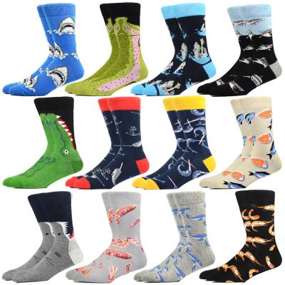 China Custom Logo Cotton Sock Men's Casual Funny Cartoon Party Happy Crew QUICK DRY Combed Socks Designer Unisex for sale