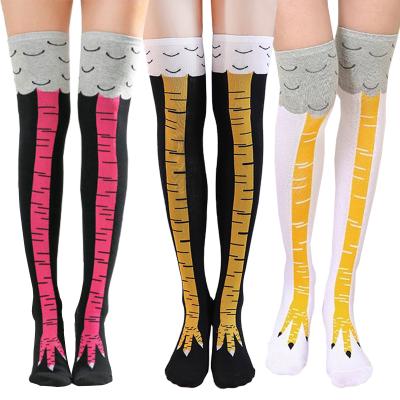 China High Quality Creative Women QUICK DRY Over The Knee Socks Cotton Cartoon Chicken Socks Long Claw Ladies 3D Animal Knee High Funny Print for sale