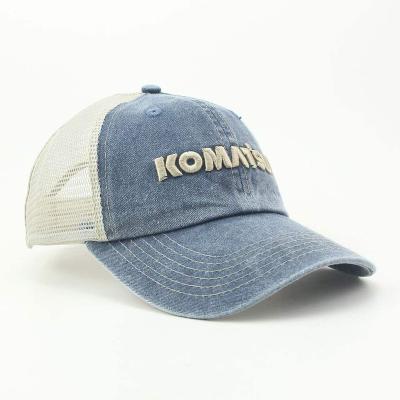 China JOINT Wholesale High End Custom Washed Casual Breathable Denim Baseball 6-Panel Mesh Cap for sale