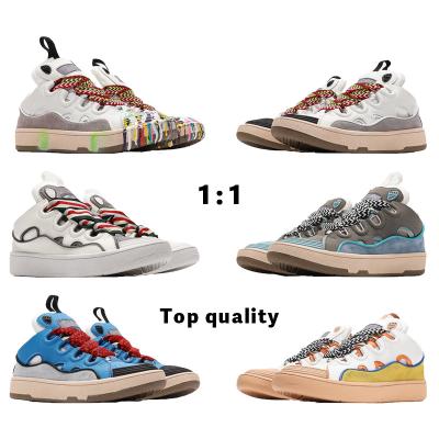 China Best Quality Fashion Designer PU Comfortable Sneakers Luxury Branded Lanvine Restriction Lace Up Man And Women Casual Shoes for sale