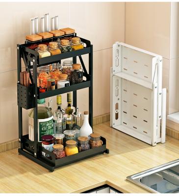 China Kitchen Metal Shelf Storage Space Saver Holder Kitchen Spice Rack Stored Seasoning Organizer for sale